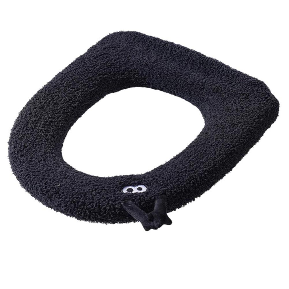 

Зимний теплый коврик для унитаза, подушка для унитаза с ручкой, мягкий, моющийся чехол для унитаза, аксессуары чёрный