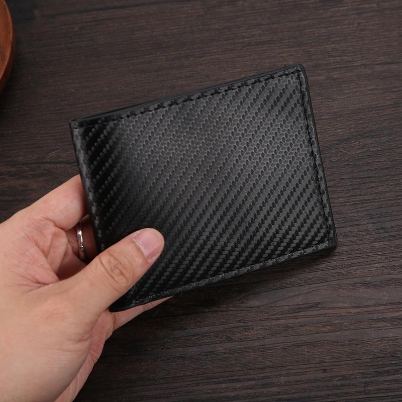 Large Capacity Carbon Fiber Pattern Men's Wallet with Multiple Card Slots, Coin Pocket, and Simple Two-Fold Design