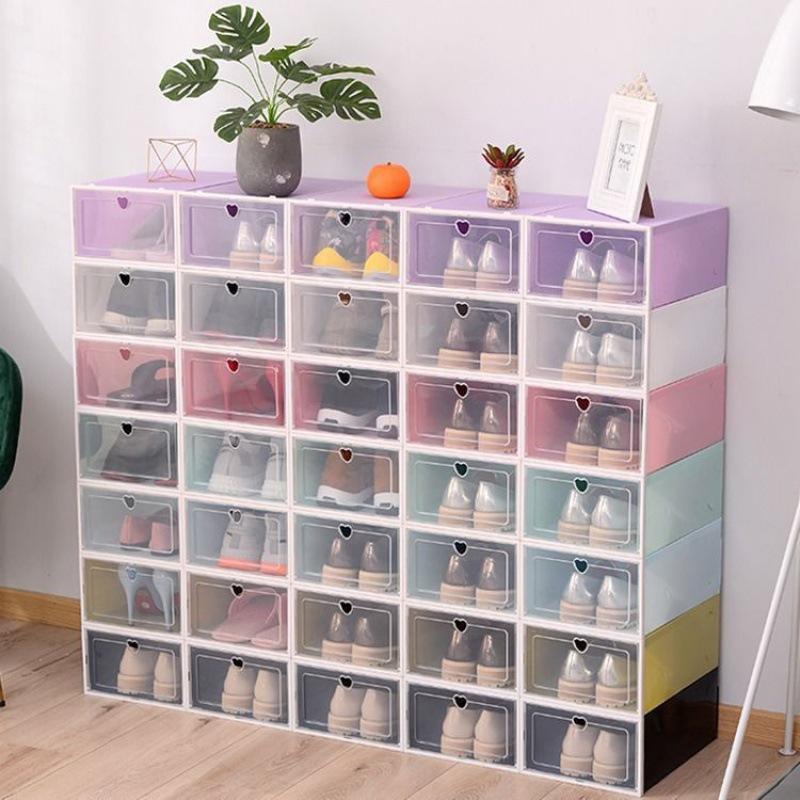 Multi-Color Flip-Top Shoe Storage Box - Dustproof & Moisture-Proof, Stackable PP Plastic Shoe Rack