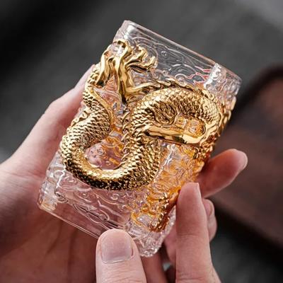 Glass Tea Cup Golden Dragon Cup Heat-resistant Glass Master Cup Single Cup