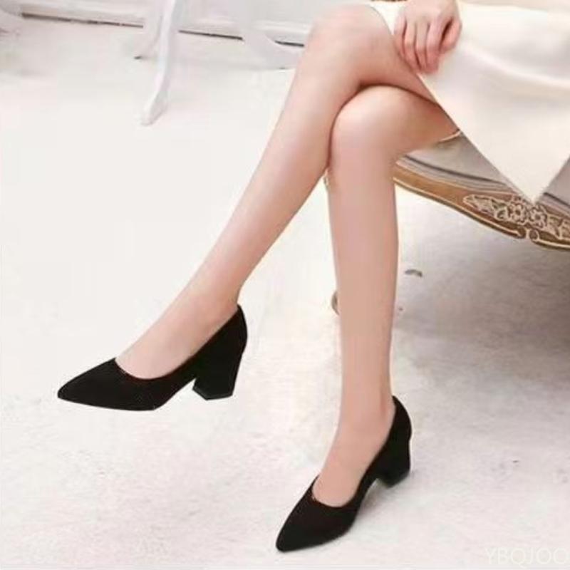 Damen grobe Pumps Schuhe Französisch schwarz Arbeitsplatzschuh Spitz zulaufend sexy High Heels Mode vielseitig Damenschuhe Mujer Schuhe