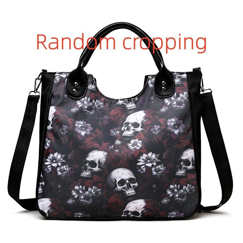 

Сумка-мессенджер через плечо для поездок на работу большой вместимости с цветочным принтом черепа, легкая портативная дорожная сумка для шопинга красный