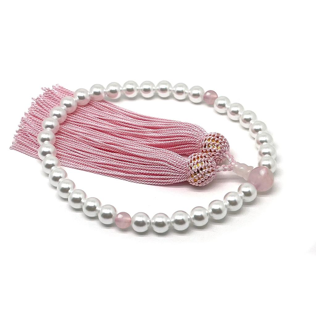 Eizen Nenjuya Prayer Beads for Women Shell Pearls Woven Prayer Bag Natural Shell Nucleus Human Silk Tassel Pink Crimson Crystal Prayer Beads Can Be