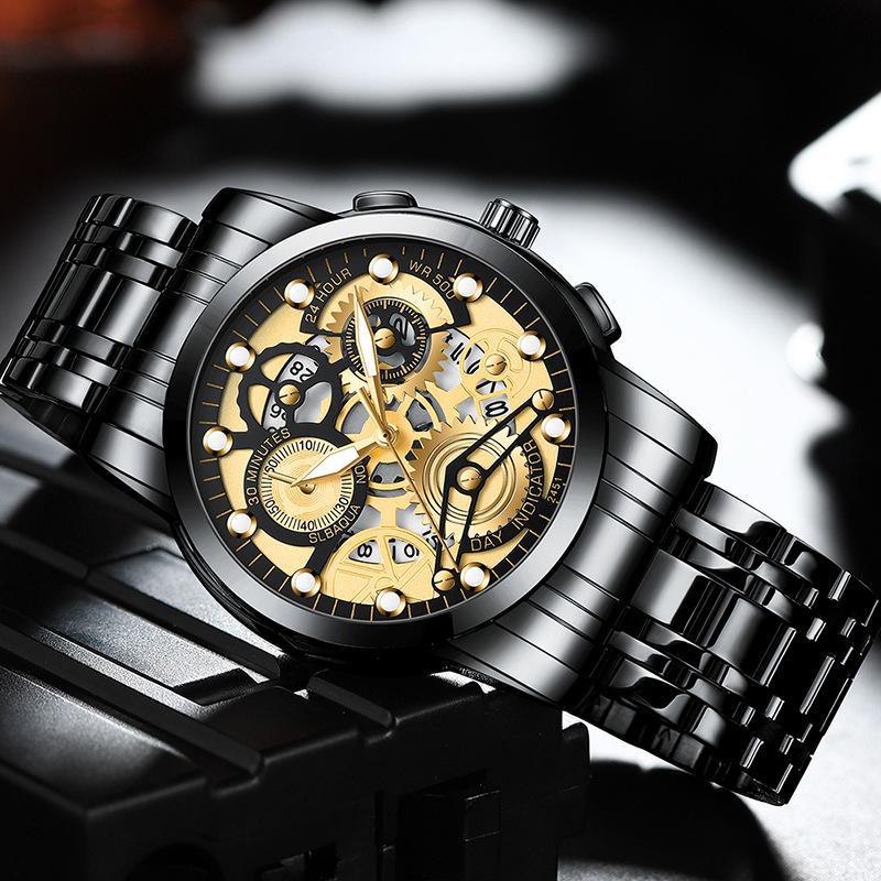 VA VA VOOM Men's Hollow Wrist Watch Student Waterproof Men's Watch Luminous Internet Celebrity Watch