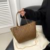 Elegant White Quilted Chain Tote Bag For Women With Soft Pu Material And Trendy Aesthetic