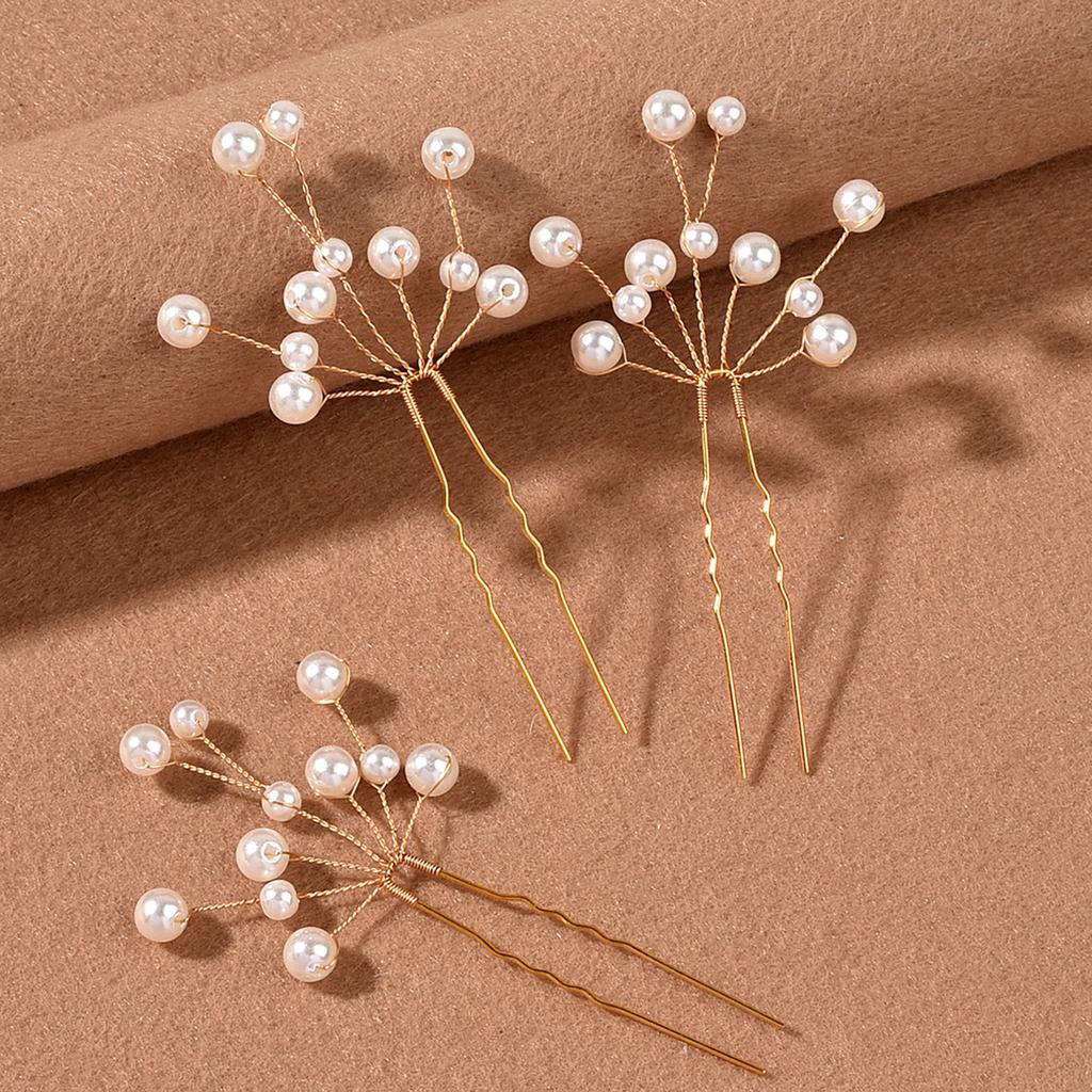 3Pcs Bridal U-shaped Pin Metal Barrette Clip Hairpins Rhinestone Wedding Hairstyle Design Tools Women Wedding Hair Accessories