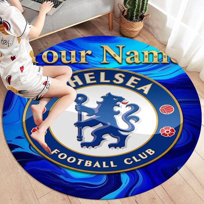 Chelsea F Custom Name Round Area Rug,Carpet Rug for Living Room Bedroom Sofa Playroom Decor,Non-slip Floor Mat