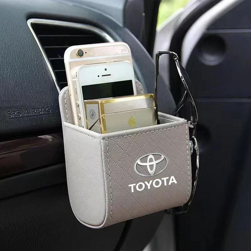 Car Interior Storage Bag Air Outlet Debris Bag Hanging Organizer Box For Toyota Chr Corolla Yaris Rav4 E150 E120 Land Cruiser