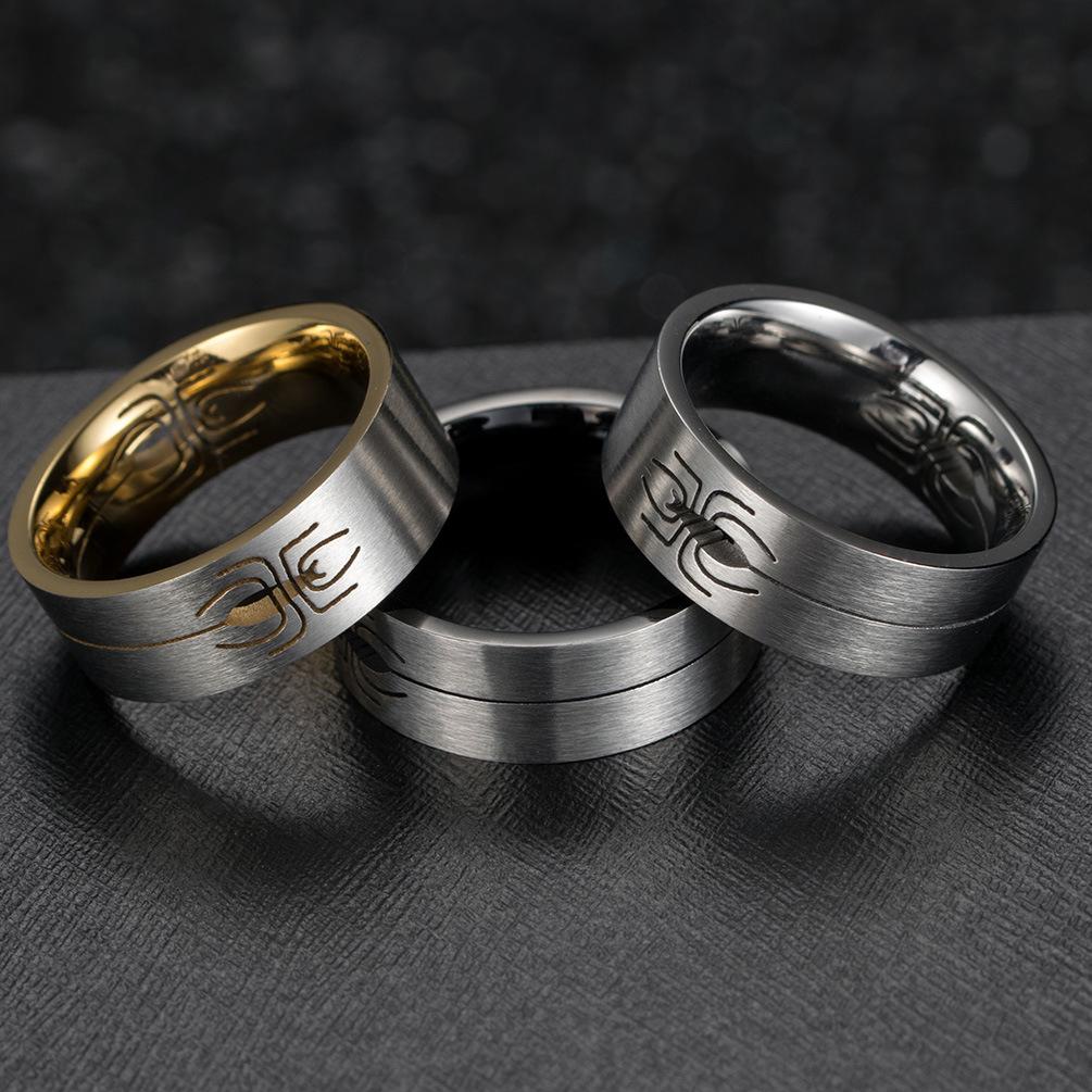 Titanium Steel Hollow Spider Men's Ring, Spider Silk Stainless Steel Jewelry, Fashionable Men's Accessories