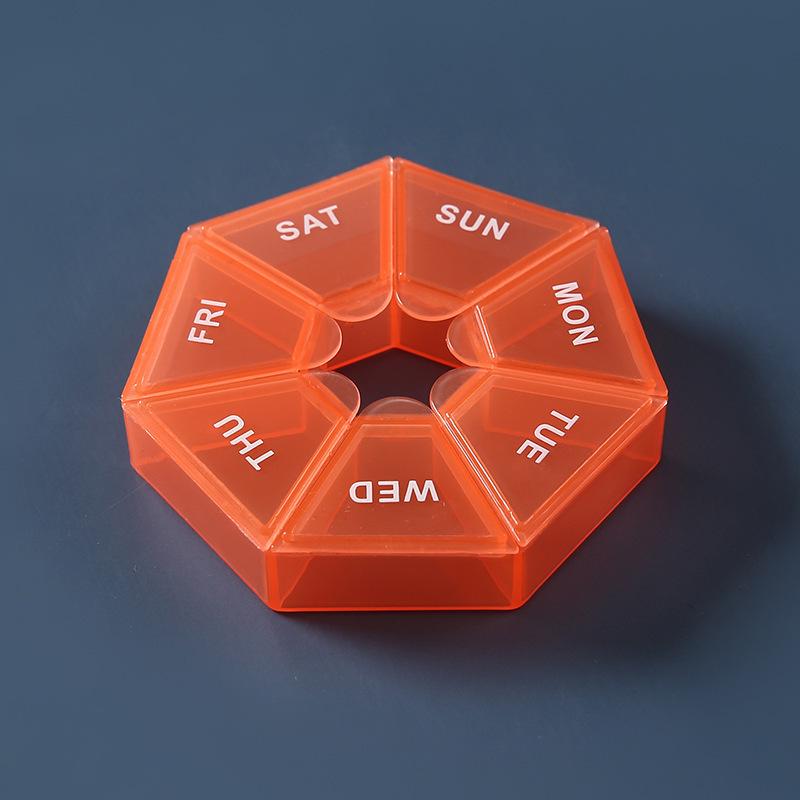 Seven-Day Transparent Pill Organizer - Portable, Colored, Weekly Medicine Storage Box