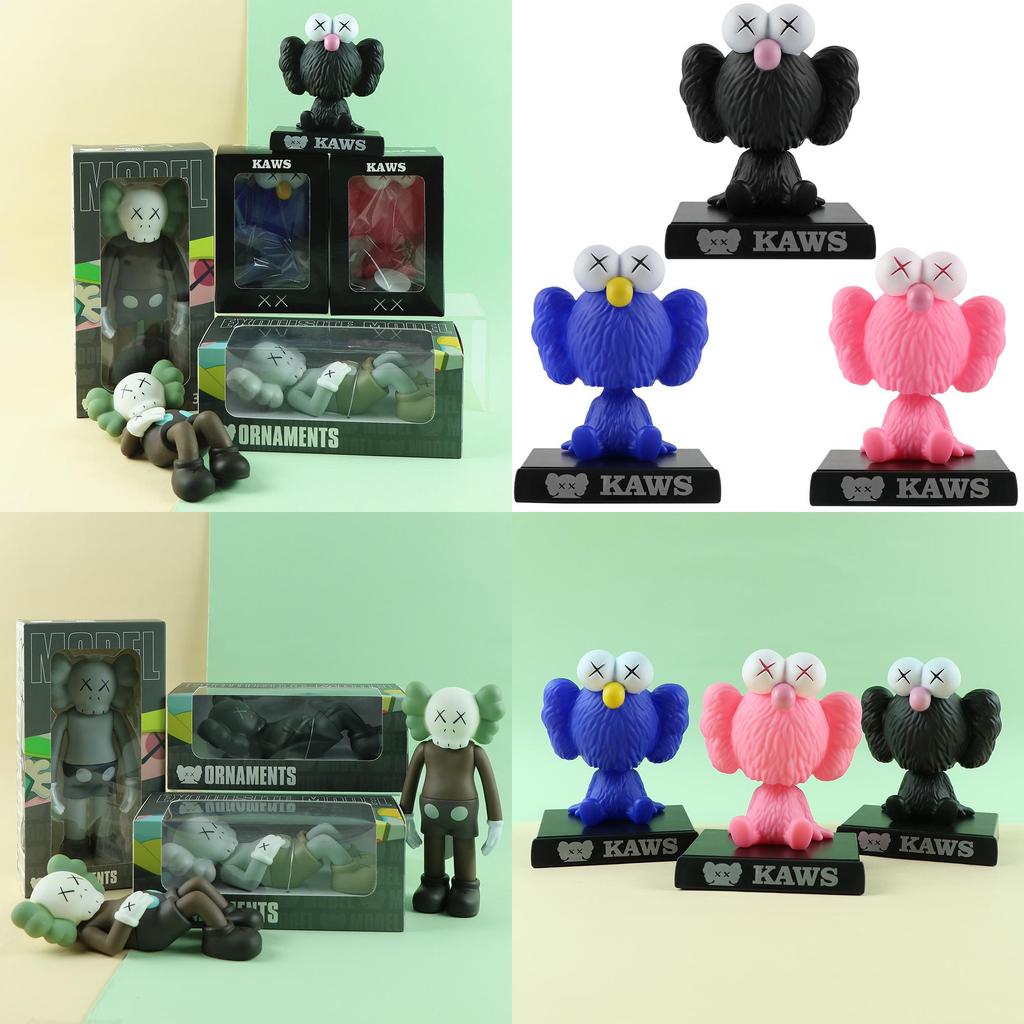 Sezamová ulice Kaws Cos Nosící panenka, Anime Trendy Figurka Velkoobchod 17cm, Materiál Pvc, Šedá