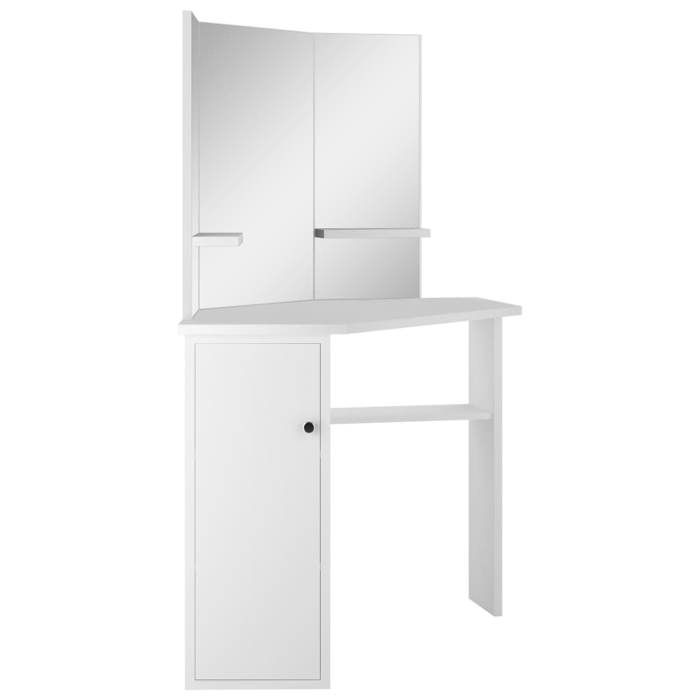 VidaXL Coiffeuse d'angle Table de maquillage cosmétique Blanc