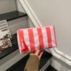 Striped Pvc Makeup Bag Waterproof Washable Zipper Cosmetic Pouch With Tassel Portable Travel Storage Hand Bag For Women Gift