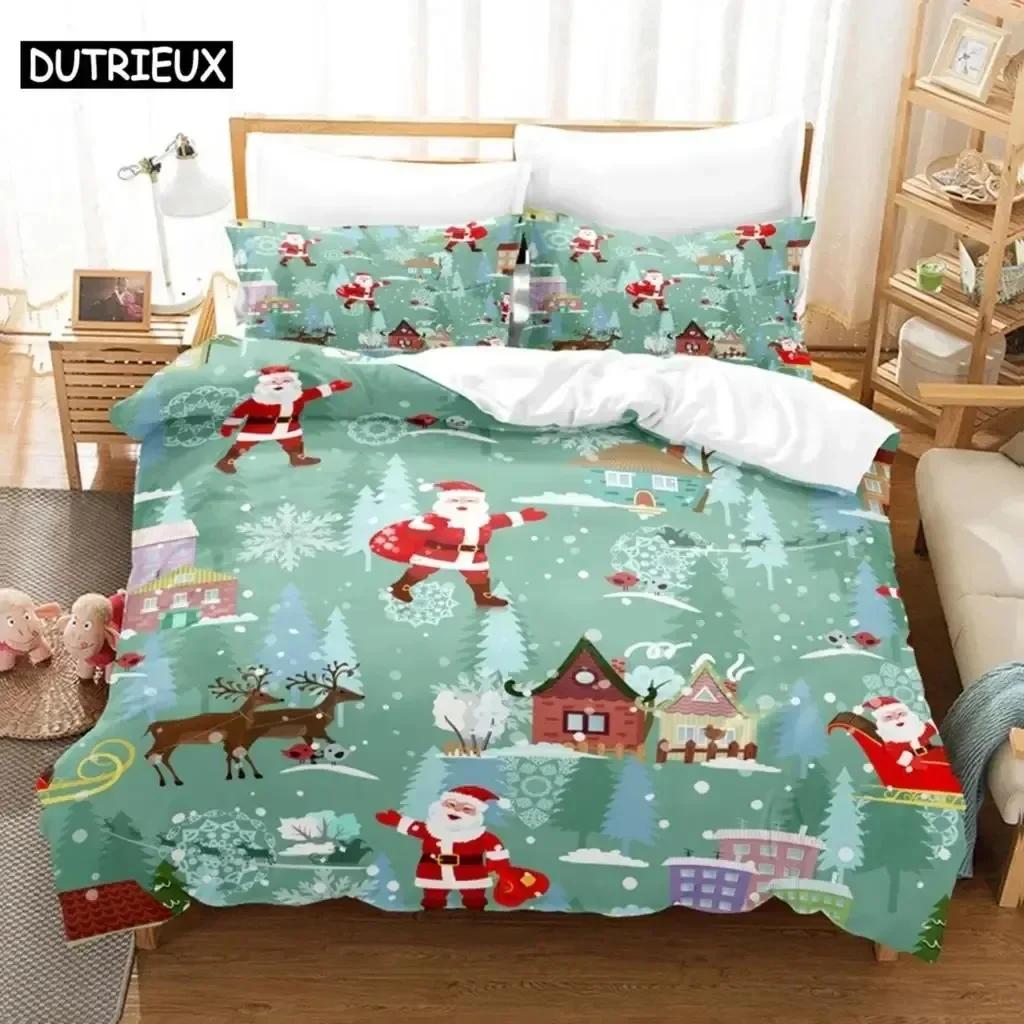 Luxury New 3D Print Christmas Duvet Cover Set King Size Single Double Bed Queen Full Blue Quilt Case Linen Twin Bedding Sets