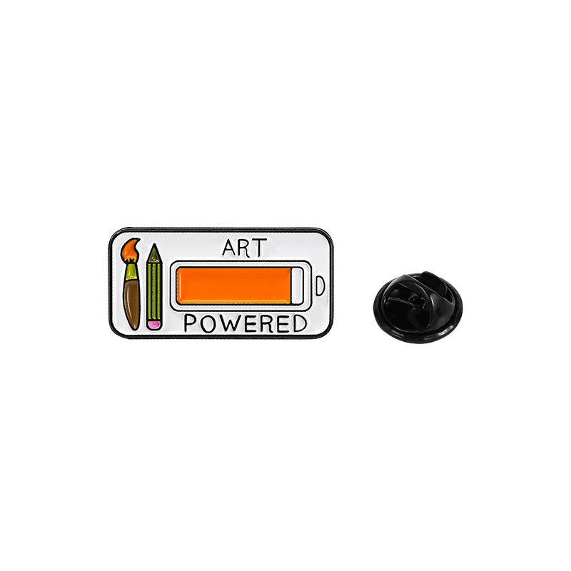 Cartoon Enamel Alloy Brooch Alphabet Paint Brush Battery Shape Cute Badge for Backpack Clothes Decoration Fashion Accessory