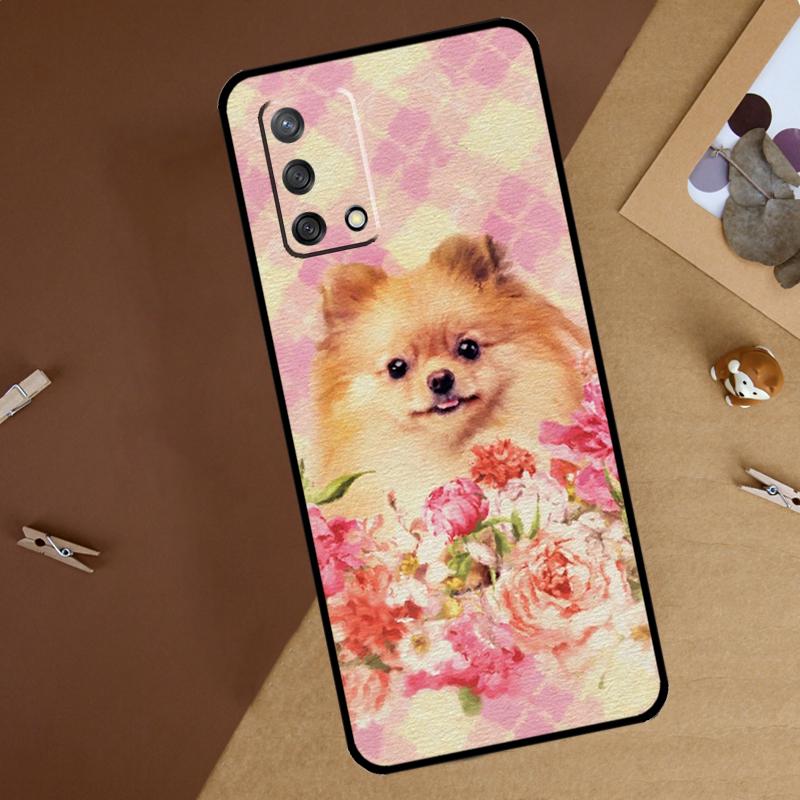 Cartoon Pomeranian Dog For Oppo A40 A60 A80 A74 A94 A54 A18 A38 A58 A78 A98 A16 A76 A96 A15 A57S A17 A77 Phone Case