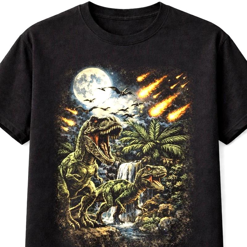 TRex Meteor Shower Dinosaur Prehistoric Wilderness Unisex TShirt S