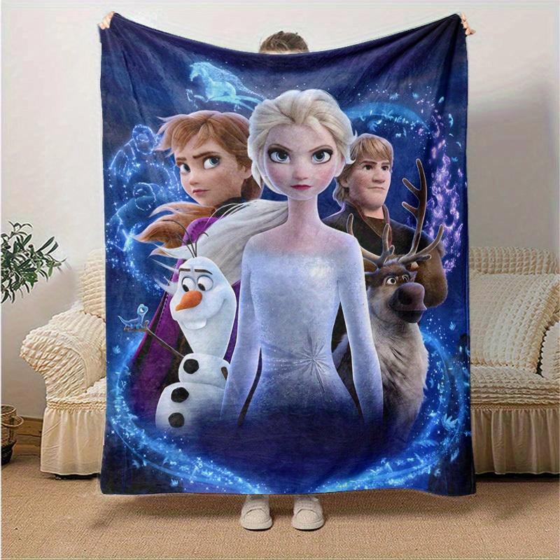 1PC Frozen Elsa & Friends Winter Wonderland Throw Blanket, Seasonal Decorative Blanket, Soft Flannel Throw Blanket, Living Room, Travel, Cam