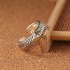 Men's Sterling Silver Starburst Adjustable Ring: Trendy Imitation Thai Silver, Simple Striped Design for Index Finger.