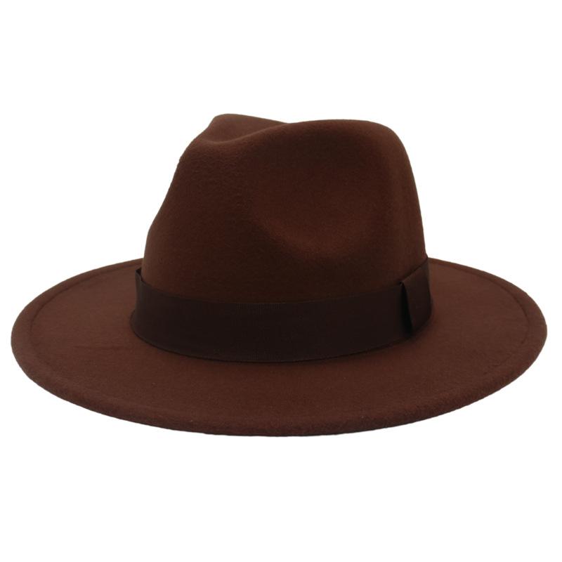 British Jazz Hat Big Eave Hat Square Ribbon French Top Hat Men'S And Women'S Cashmere Felt Hat