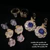 Light Petal Iris Purple Sapphire Garland Earrings, Rich Family Gold, 18K Gold Plated, Rose Flower Zircon Earrings