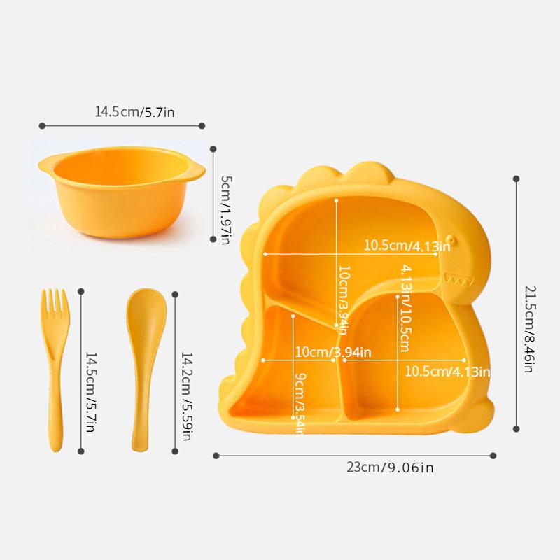 1set Baby Bowls Plates Spoons Forks Food Tableware Set Kid Dishes Dinosaur Food Feeding Bowl for Child Dinnerware Set Cute Plate