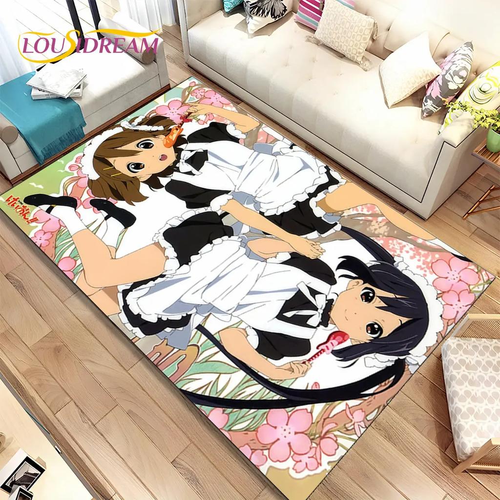 K-ON Cartoon Cute Lolita Kawaii Girls Area Rug,Carpet Rug for Living Room Bedroom Sofa Doormat Decoration, Non-slip Floor Mat 3D