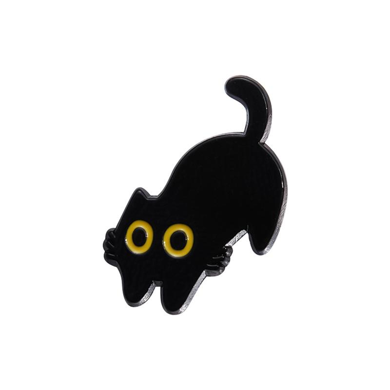 Cartoon Große Augen Schwarz Cay Emaille Pins Niedliche Kätzchen Tier Broschen Revers Rucksack Abzeichen Schmuck Zubehör Geschenke für Freunde