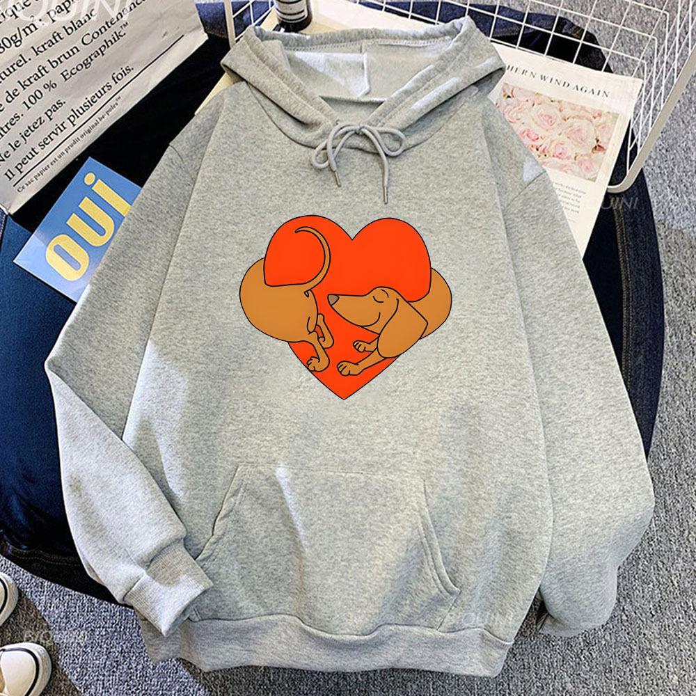Dachshund Heart Funny Graphic Hoodie Fashion Design Autumn Winter Men Women Sweatshirt Fleece Oversized Couples Casual Hoodies