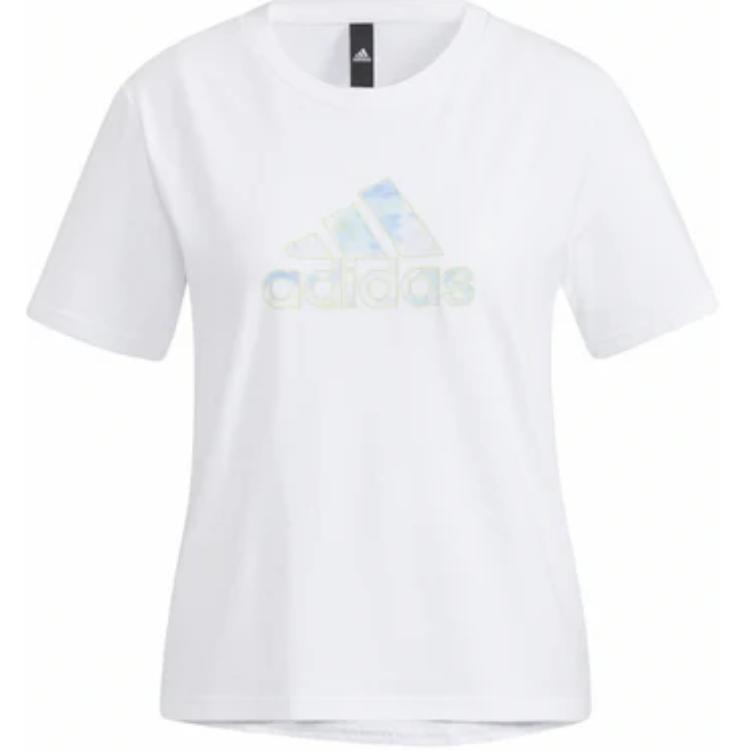 Adidas Solid Color Logo Crew Neck Short Sleeve T-Shirt Women Tops White HF2482