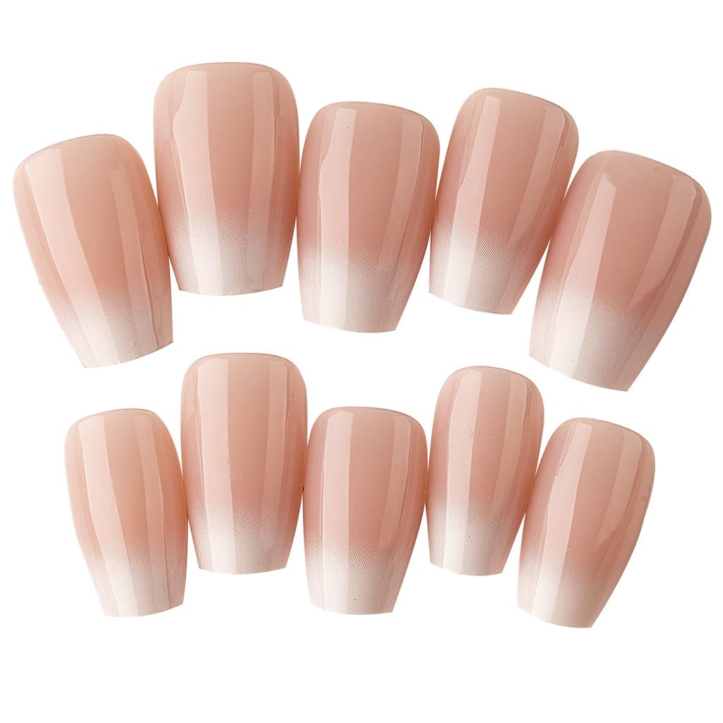 240tips/box Stick On Nails Long Coffin Press On Nails for Women Pink and White False Nail DIY Nails Art Decoration