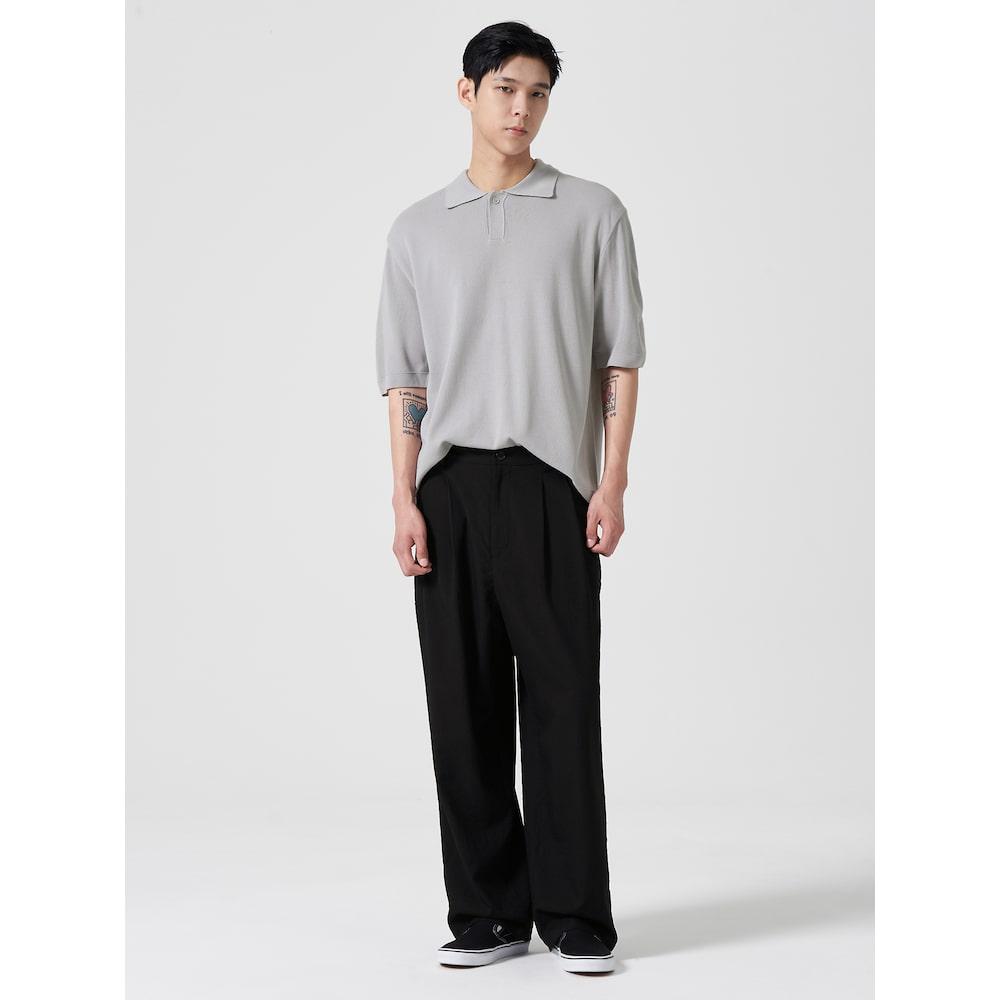 8seconds Lecture Double-Pleat Wide Slacks Black (424721Ly55)