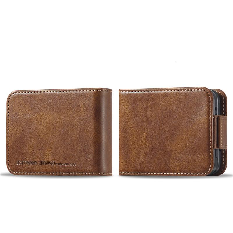 

EUCAGR Magnetic Wallet Leather Case For Samsung Galaxy Z Flip 3 4 5 6 7 Card Solt Holder Pocket Cover For Galaxy Z Flip7 6 5 4 3 Z Flip 7 коричневий