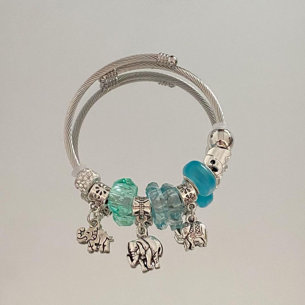 Panjia Dora Women's Stainless Steel Beaded Bracelet - European American Versatile Luxury Jewelry