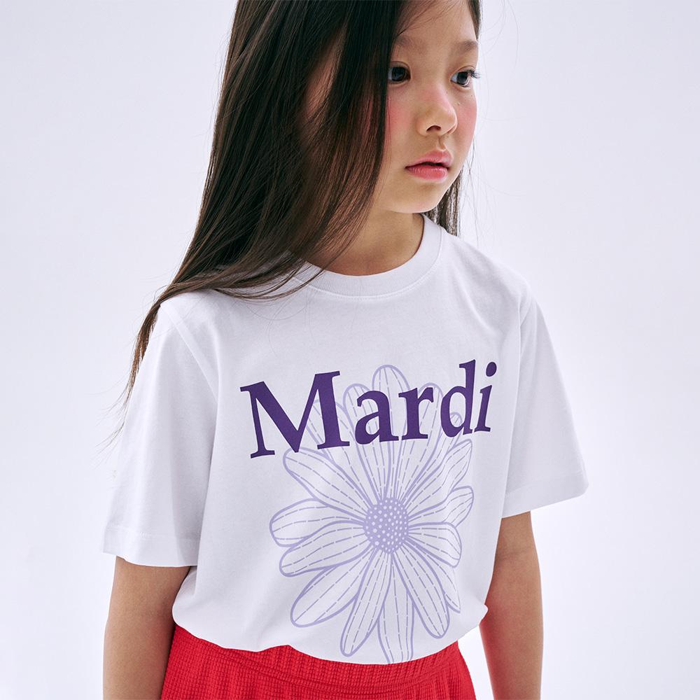 [mardimercredi] KIDS TSHIRT FLOWERMARDI DUO_WHITE PURPLE S(100)