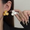 Light and Soft Metal Flower Earrings Warm Pearl Gentle and Elegant Earrings Light Luxury Temperament Versatile Commuter Earrings