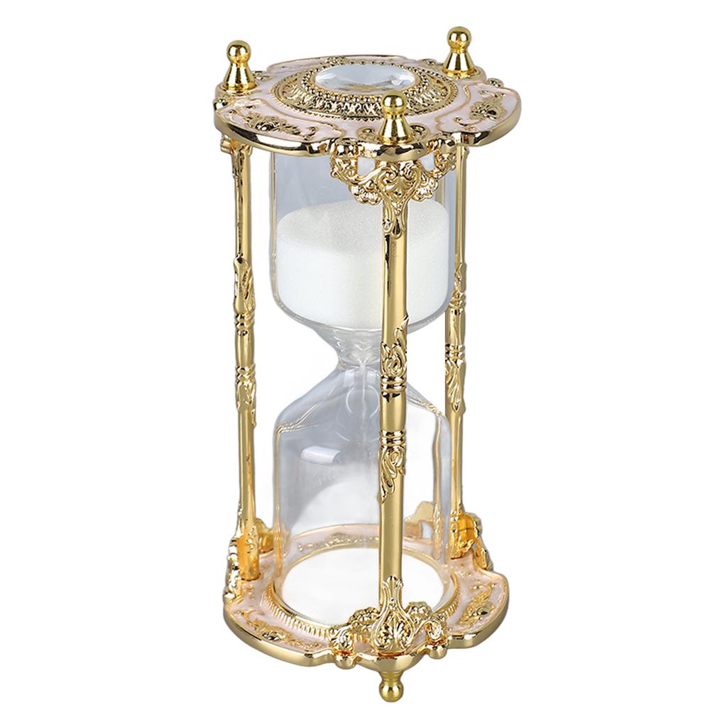 Antique Sand Hourglass Timer Metal Elegant 15 Minutes Decorative Hourglass for Wedding Home Desk