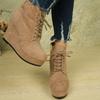 New Women Boots Plus Size Chunky Platform Ankle Boots Woman Autumn Winter Short Booties Fashion Lace Up Wedge Shoes Women