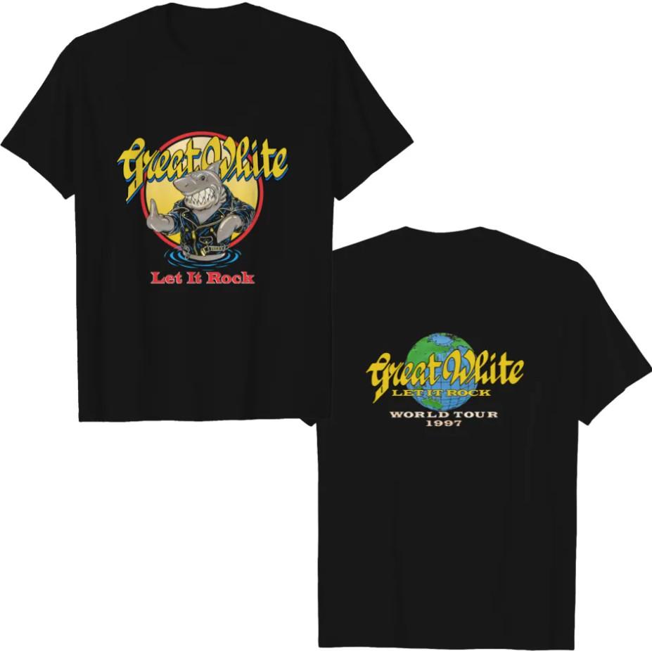 Great White Let It Rock World Tour 1997 T-Shirt, 90s Gre T-Shirt shirt M