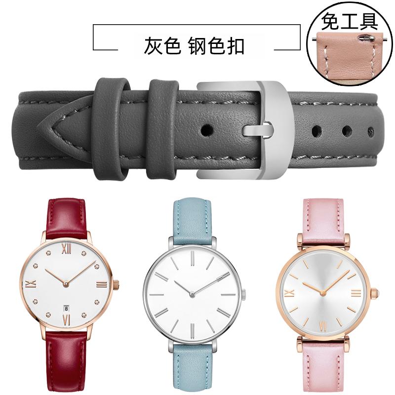 10 12mm 14mm 15mm 16mm 18m Quick Release Strap Women Genuine Leather White Red Pink Blue Cowhide Watch Band Bracelet Accessories