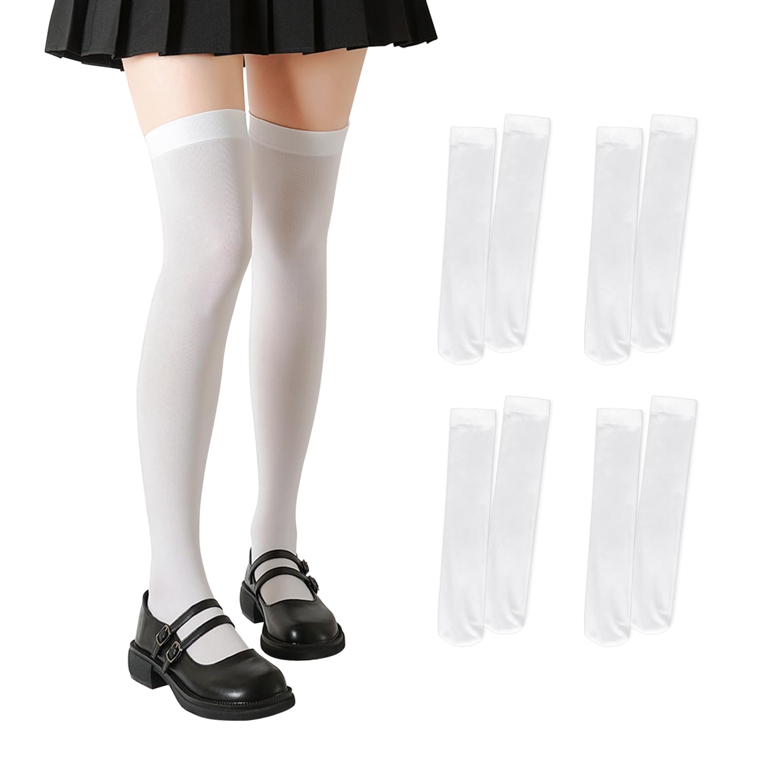 

OMKUY 100 Компрессионные Компрессионные Черные и Длинные Школьные Носки Один Размер Подходит 4 Гольфы до колена, Ден, Чулки, Гольфы выше колена, Гольфы до колена