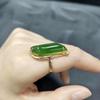 Fashion Natural An Jade Ring Classic Glossy  Inlaid Vintage Willow Leaf Green Rings For Women Fien Jewelry Adjustable