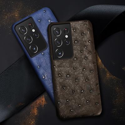 100% Genuine Ostrich Leather Case For Samsung Galaxy S21 S22 S23 S24 Ultra S24Plus S23Plus A55 5G