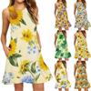 Damenmode Strandkleid Ärmelloses Rundhalskleid mit Blumendruck