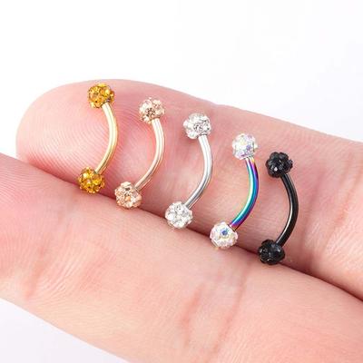 Rhinestone Piercing Ring For Women Piercing Jewelry Eyebrow Stud Fake Lip Stud Ball Nose Ring
