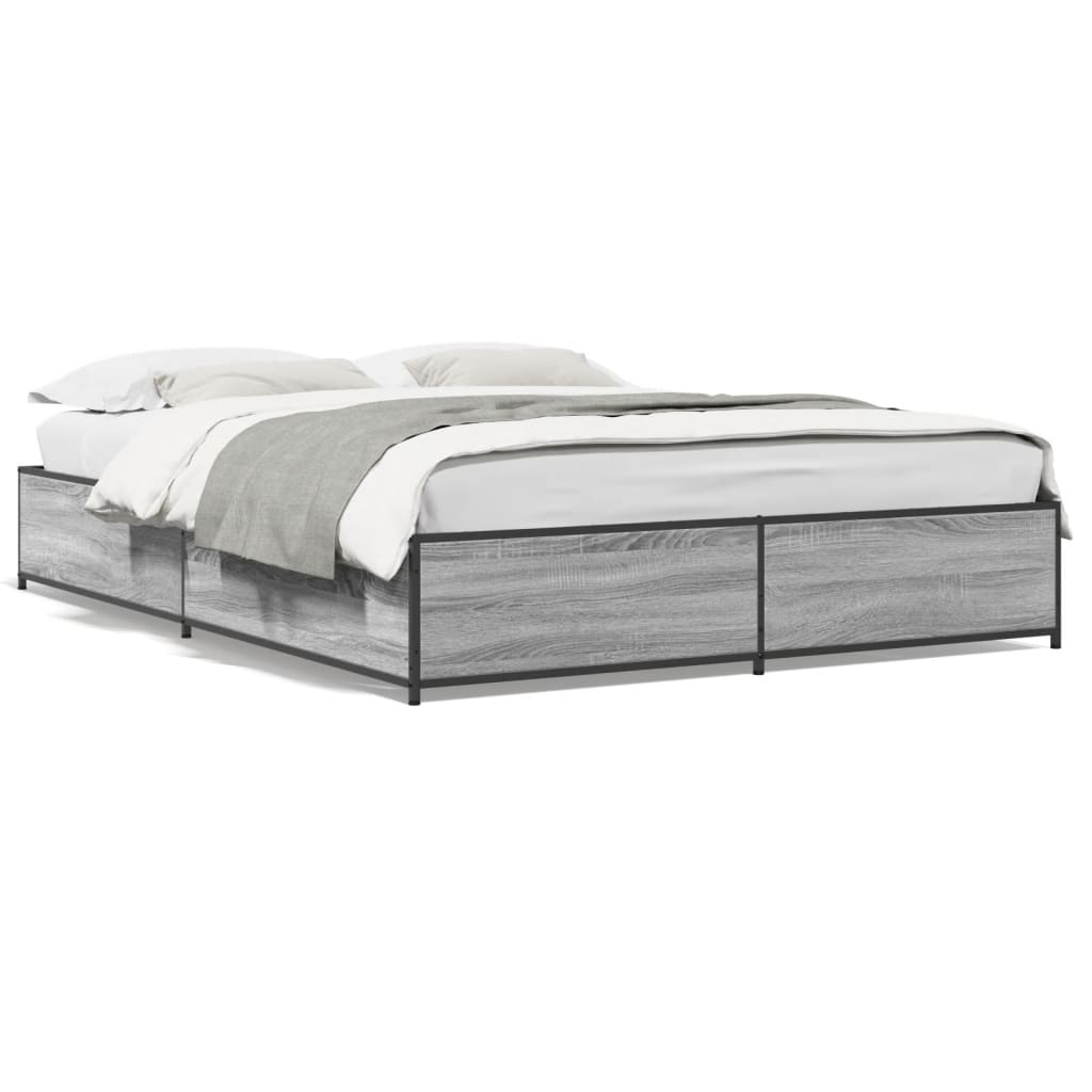 Grey Sonoma Bed Frame 120 x 190 cm Particleboard and Metal