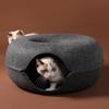 Round Tunnel Cat Bed Comfortable Donut House - Dark Gray