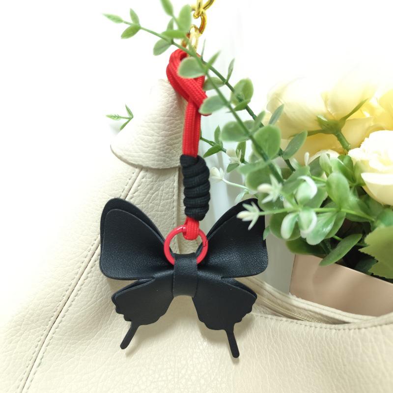 Cute Bow Butterfly Leather Keychain Pendant