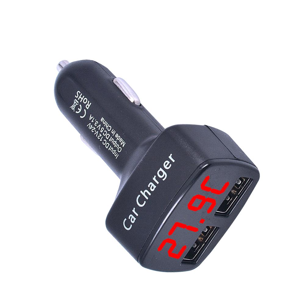 

Dual USB 4 In 1 Car Charger DC 5V 3.1A With Voltage/temperature/Current Meter Digital Display Tester Adapter for HUAWEI XIAOMI чёрный