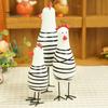 Wooden Handicraft Ornaments 3Pcs Hand-Painted Chicken Figurine Set, Cute Animal Desktop Decor with Striped Black Multi-Sized Set & White Design, Metal